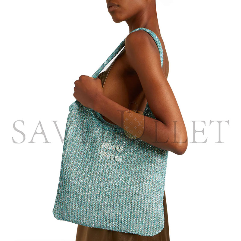 MIU MIU IVY SEQUINED MESH TOTE BAG 5BG231 (40*35cm)
